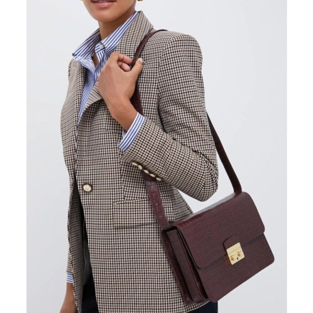 Tuckernuck Chocolate Brown Croc Crocodile Embossed Crossbody Bag NWT $328